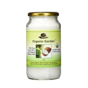 Huile biologique de noix de coco vierge 100% pure d’Organic Garden, pressée à froid