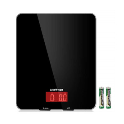 Balance de cuisine électronique noire en verre avec un poids maximale de 5000g d’Accuweight